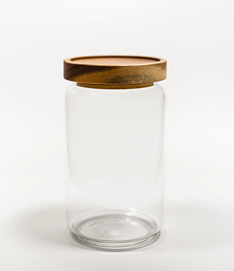 Acacia Wood Glass Canister